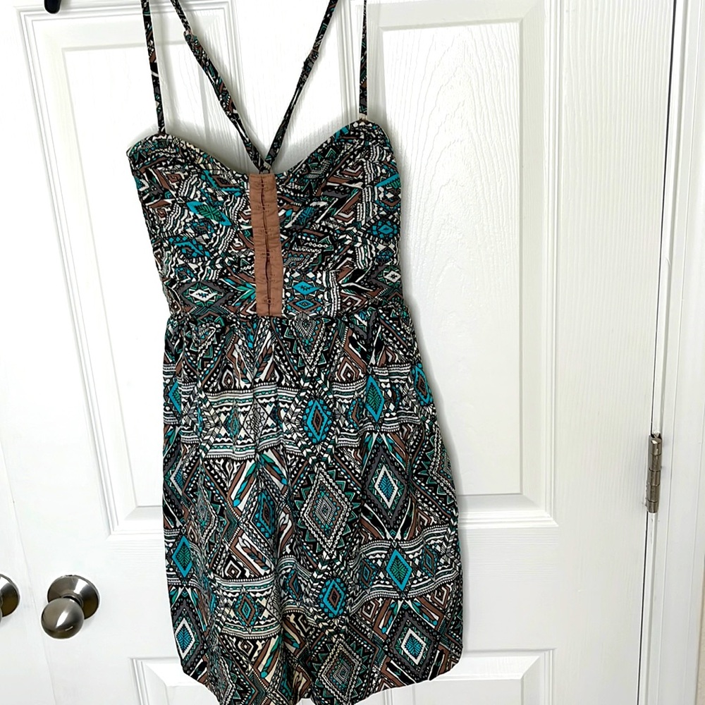 Printed cross back dress